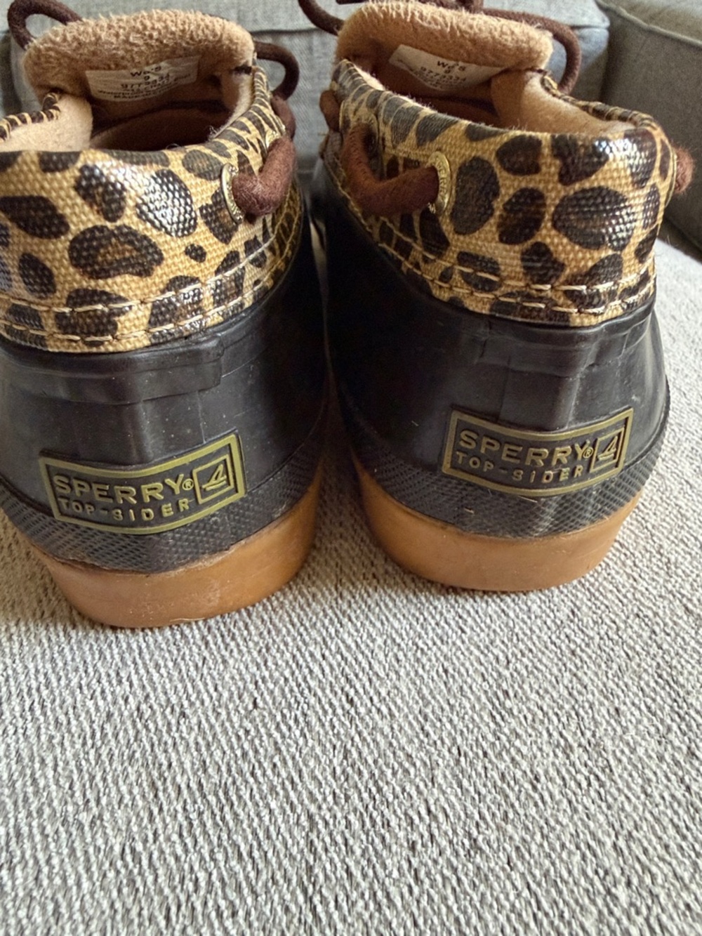 Sperry Brown Suede Loafers with Leopard-Print Trim - Picture 4 of 7
